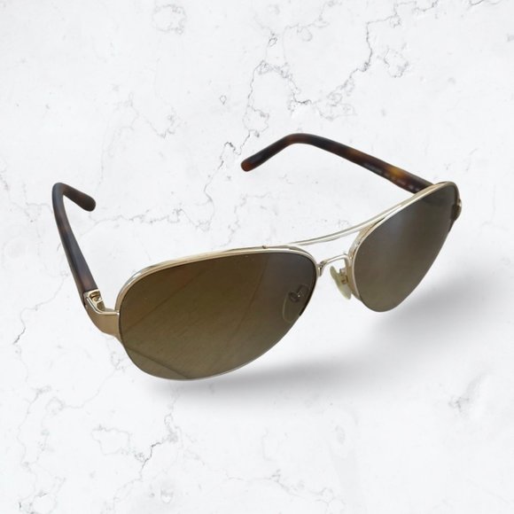 Bobbi Brown The Angelina Gold Havana Aviator Sunglasses - Picture 1 of 6